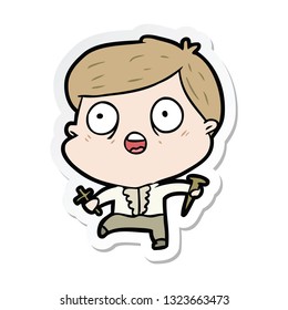 sticker of a cartoon man hunting vampires