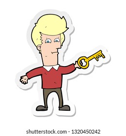 sticker of a cartoon man with key