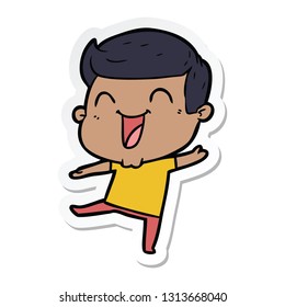 sticker of a cartoon man laughing