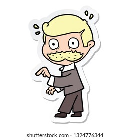 sticker of a cartoon man with mustache making a point