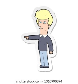 sticker of a cartoon man pointing