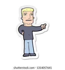 sticker of a cartoon man pointing