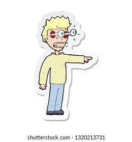 sticker of a cartoon man with popping out eyes