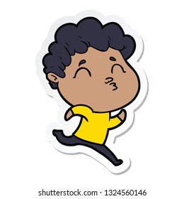 sticker of a cartoon man pouting