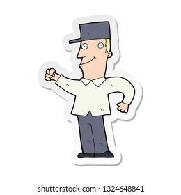 sticker of a cartoon man punching air