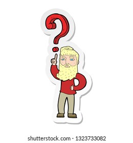 sticker of a cartoon man with question