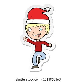 sticker of a cartoon man ready for christmas