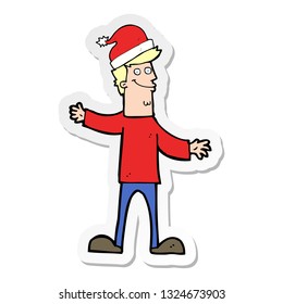 sticker of a cartoon man ready for christmas