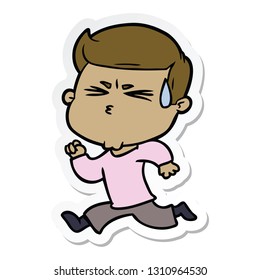 sticker of a cartoon man sweating