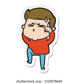 sticker of a cartoon man sweating