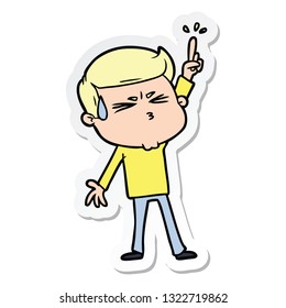 sticker of a cartoon man sweating