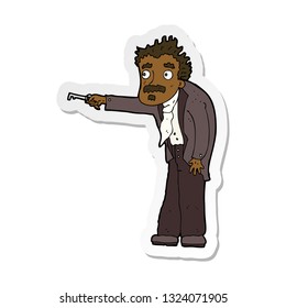 sticker of a cartoon man trembling with key unlocking