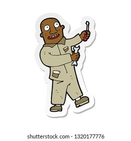 sticker of a cartoon mechanic