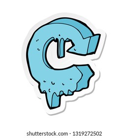 sticker of a cartoon melting arrow symbol