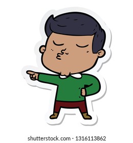 pegatina de un tipo de modelo de dibujos animados puliendo