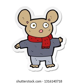 sticker of a cartoon mouse in clothes