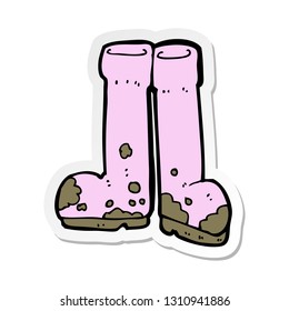 sticker of a cartoon muddy boots