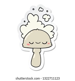 sticker of a cartoon mushroom with spoor cloud