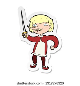sticker of a cartoon musketeer