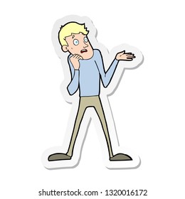 sticker of a cartoon nervous man