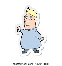 sticker of a cartoon nervous man with tickets