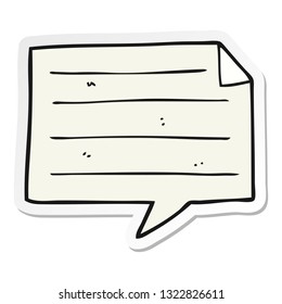 sticker of a cartoon notes speech bubble