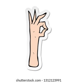 sticker of a cartoon okay hand gesture