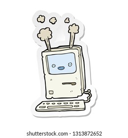 sticker of a cartoon old computer