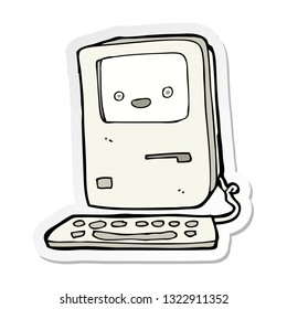 sticker of a cartoon old computer