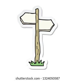 sticker of a cartoon old direction sign