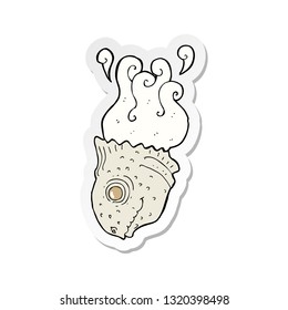 sticker of a cartoon old fish head