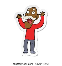 sticker of a cartoon old man getting a fright
