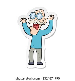 sticker of a cartoon old man in glasses