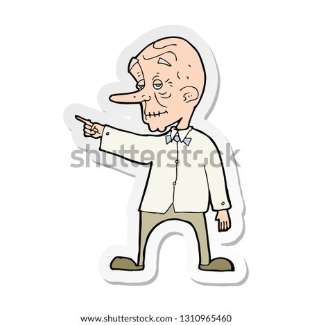 sticker of a cartoon old man pointing