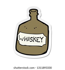 sticker of a cartoon old whiskey bottle