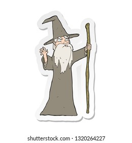 sticker of a cartoon old wizard