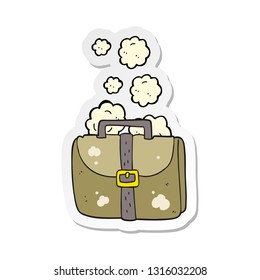 sticker of a cartoon old work bag