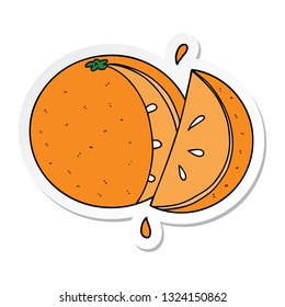 pegatina de una tajada naranja de dibujos animados