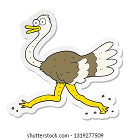 sticker of a cartoon ostrich
