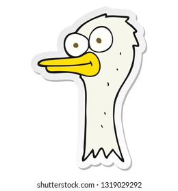 sticker of a cartoon ostrich head