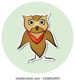 The sticker with cartoon owl