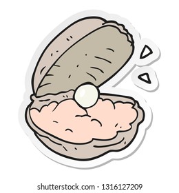sticker of a cartoon oyster with pearl