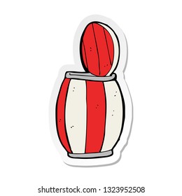 sticker of a cartoon painted barrel