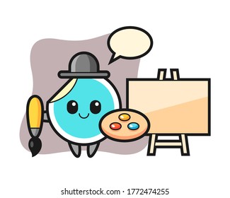 Sticker cartoon as a painter