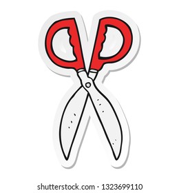 sticker of a cartoon pair of scissors
