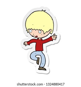 sticker of a cartoon panicking man
