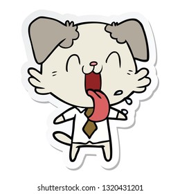 sticker of a cartoon panting dog