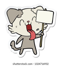 sticker of a cartoon panting dog