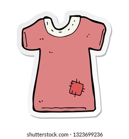 sticker of a cartoon patched old tee shirt