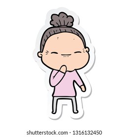 sticker of a cartoon peaceful old woman